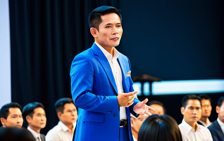 경매사 실기시험 평가 항목과 기준 - Confident Auctioneer on Stage**

"A professional Thai auctioneer on a brightly lit stage, fully clot...