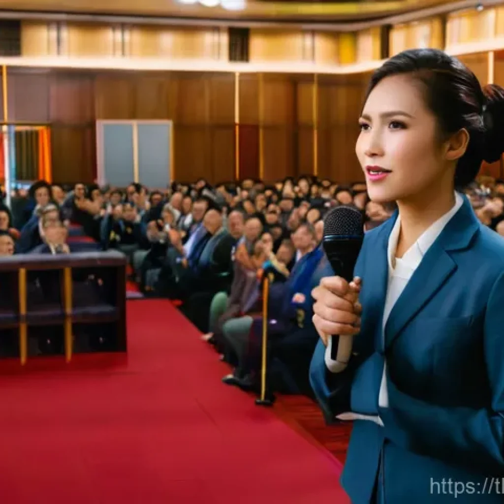 경매사 자격증 시험 준비 중의 유용한 자료 추천 - **Prompt 1: The Dynamic Auctioneer**
"A confident Thai female auctioneer, dressed in a sharp bus...