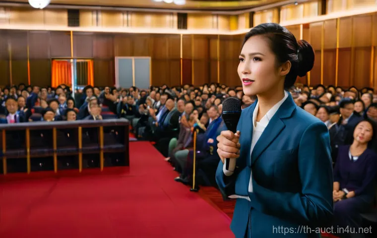경매사 자격증 시험 준비 중의 유용한 자료 추천 - **Prompt 1: The Dynamic Auctioneer**
    "A confident Thai female auctioneer, dressed in a sharp bus...